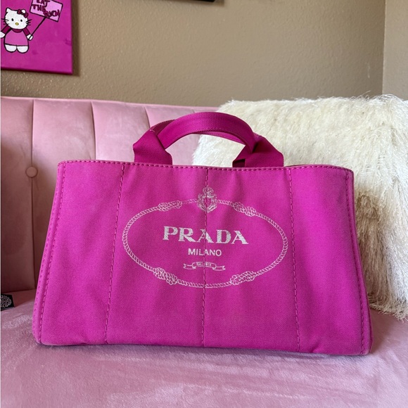 Prada Handbags - 💯 AUTHENTIC PRADA CANAPA Fuchsia Hot Pink Tote Bag. Extra Large